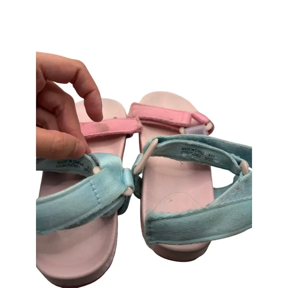 Girls Pastel Colorblock Hook Loop Sport Sandals Pink Blue Purple Kidcore